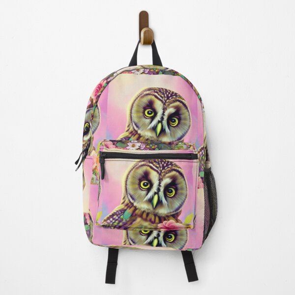 Item preview, Brown Owl with Rose and Flowers designed and sold by HanaiPrint.