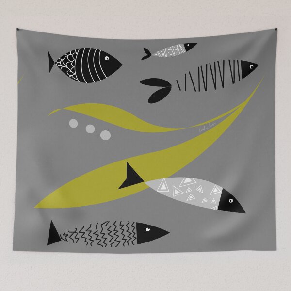 Item preview, Retro 50’s ocean scene for wild open water swimming, deep sea divers.  Caroline Laursen Original designed and sold by Caroline Laursen.