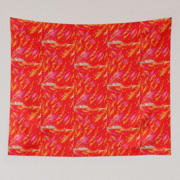 Item preview, Bright Red and Orange Stars Abstract Art designed and sold by Sheeshai23.