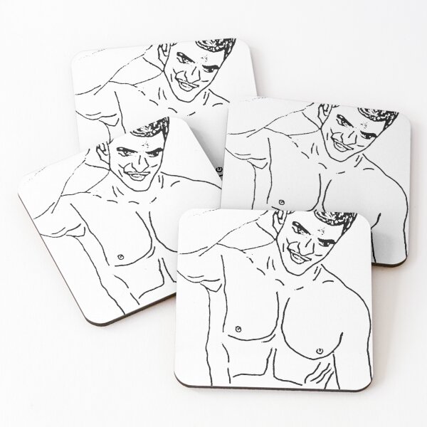 Item preview, Hot Smiling Guy Bare-chested Muscles Line Art Drawing Minimalist Art designed and sold by gyrate.