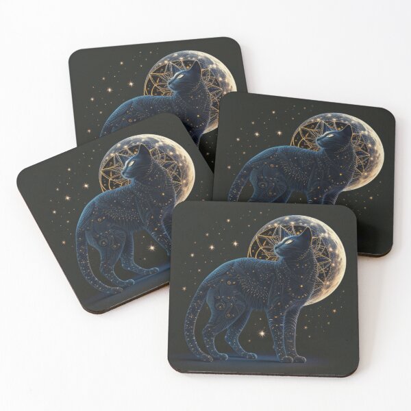 Item preview, Ornate, decorated cats in black and gold designed and sold by simoniff.