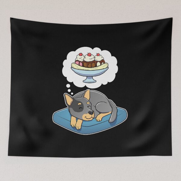 Item preview, Australian Cattle Dog dreaming about Banana Splits designed and sold by DoggieDelights.