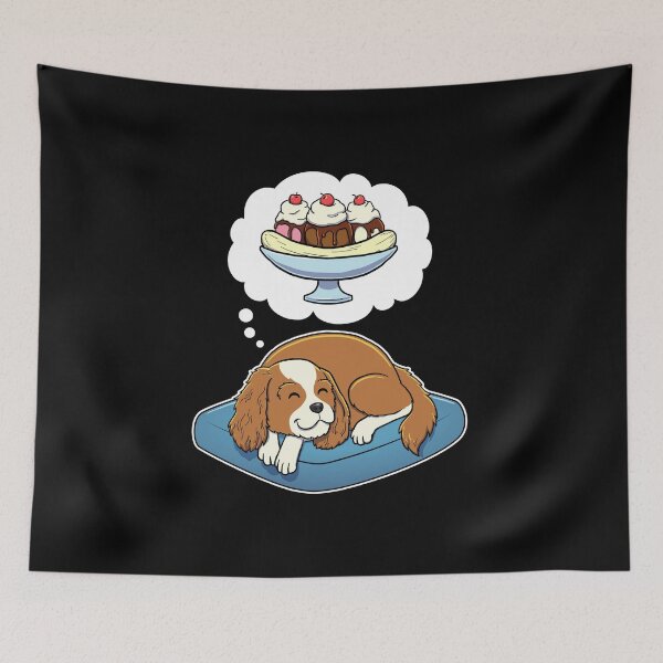 Item preview, Cavalier King Charles Spaniel dreaming about Banana Splits designed and sold by DoggieDelights.