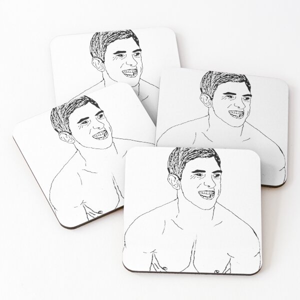 Item preview, Portrait of Hot Laughing Guy Bare-chested Muscles Line Art Drawing Minimalist Art designed and sold by gyrate.