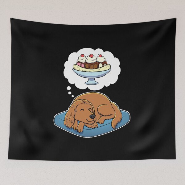 Item preview, English Cocker Spaniel dreaming about Banana Splits designed and sold by DoggieDelights.