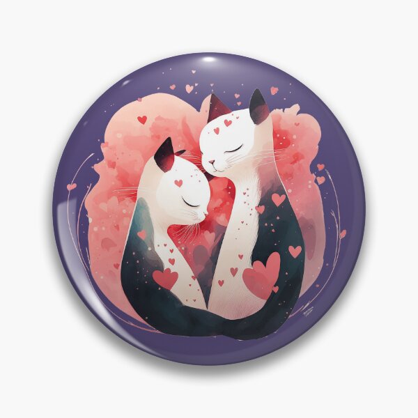 Item preview, Dos gatos rodeados de amor, dibujo romántico del día de san valentín. designed and sold by MagicSatchel.