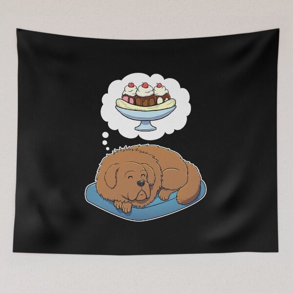Item preview, Tibetan Mastiff dreaming about Banana Splits designed and sold by DoggieDelights.