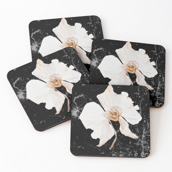 Item preview, Hand Pressed White Flower (Black Canvas) | Abstract Art designed and sold by MindedInc.