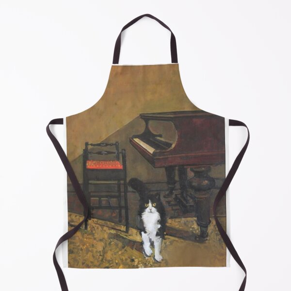 Item preview, piano and cat painting designed and sold by pointJPEG.