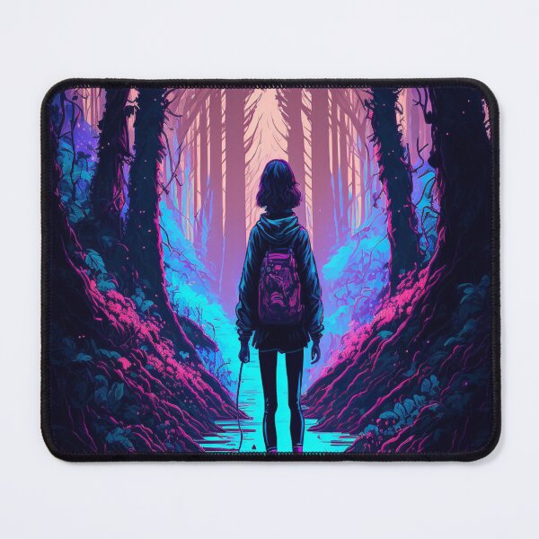 Item preview, Retrowave/Lofi girl in a fairy forest  designed and sold by Hestilyass.