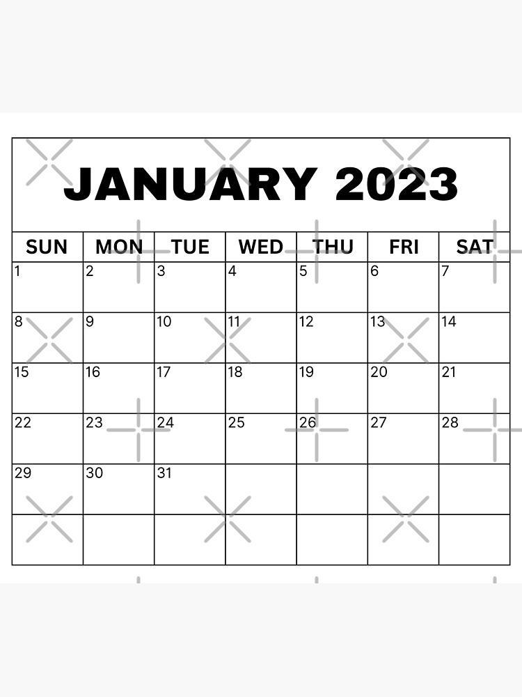 January Calendar 2023 Poster