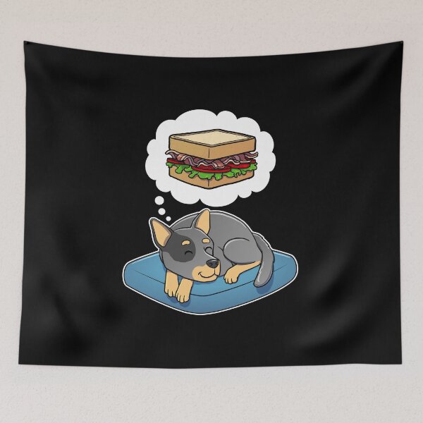 Item preview, Australian Cattle Dog dreaming about a BLT Sandwich designed and sold by DoggieDelights.