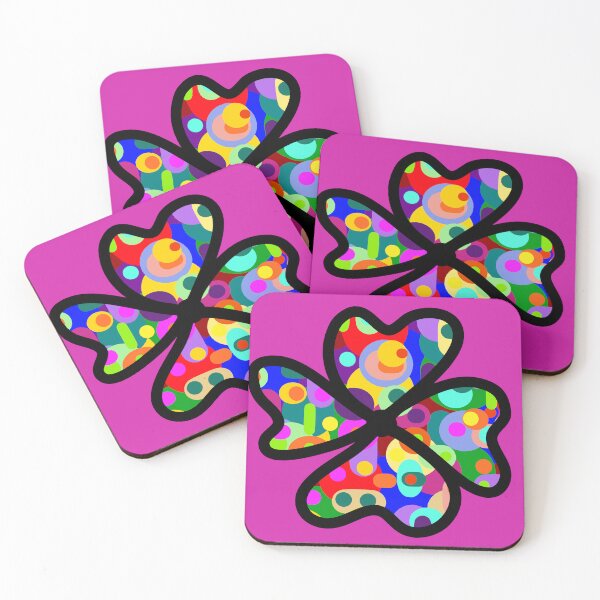 Item preview, Colorful four leaf clover - pink background designed and sold by AlinaSCorner.