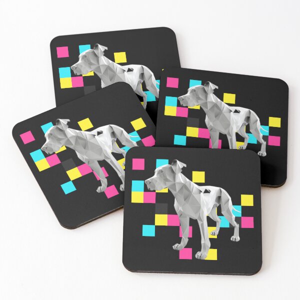 Item preview, 3D Great Dane Dog, Triangle Design Like Mozaiek Pixelated Colorfull Background designed and sold by adembulut.