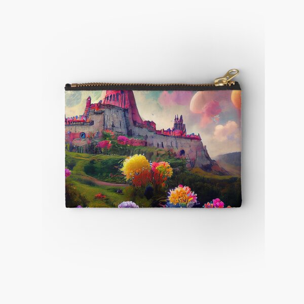 Item preview, una pintura de un castillo rodeado de flores designed and sold by DesignAtYO.