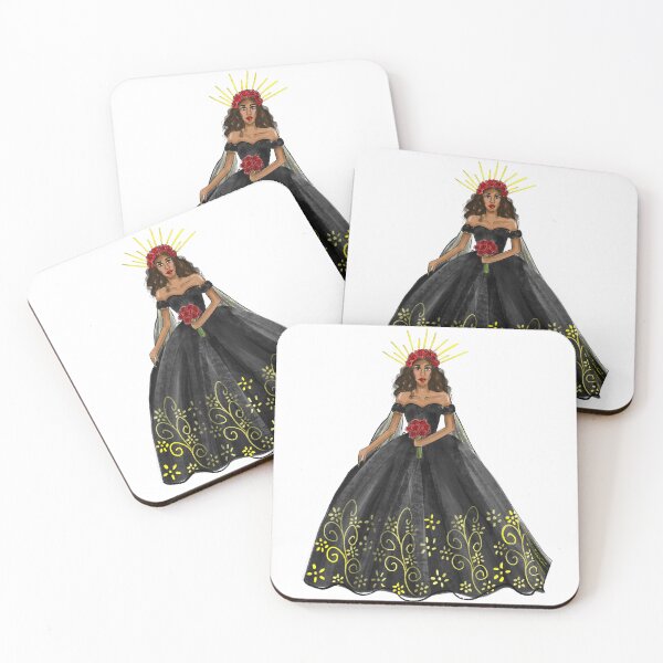 Aperçu de l'œuvre Illustration de mode robe Quinceañera noir et or - Sweet 15 créée et vendue par SMillustrations.