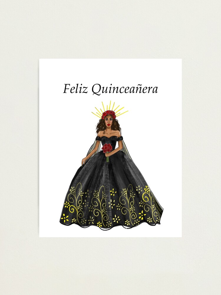 Black and Gold Quinceaera Dress Fashion Illustration - Sweet 15" Photographic Print for Sale by SMillustrations | Redbubble Black and Gold Quinceaera Dress Fashion Illustration - Sweet 15" Photographic Print for Sale by SMillustrations | Redbubble