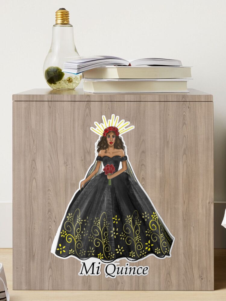 Black and Gold Quinceaera Dress Fashion Illustration - Sweet 15" Sticker for Sale by SMillustrations | Redbubble Black and Gold Quinceaera Dress Fashion Illustration - Sweet 15" Sticker for Sale by SMillustrations | Redbubble