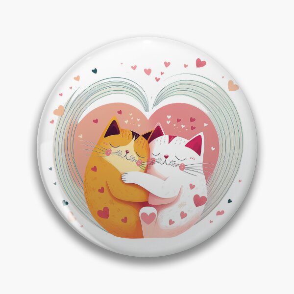 Item preview, Two cats hugging under a big heart, romantic valentines day drawing designed and sold by MagicSatchel.