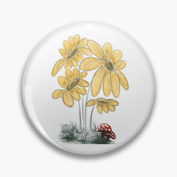 Item preview, Yellow flowers and red little mushrooms - white backgroung designed and sold by AlinaSCorner.