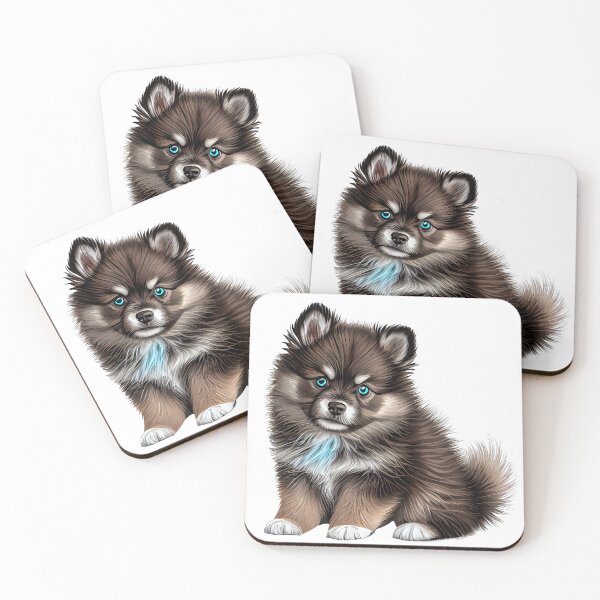Item preview, Cute blue-eyed Pomsky/Mini Husky Puppy digital art drawing for printables designed and sold by BHC-P.
