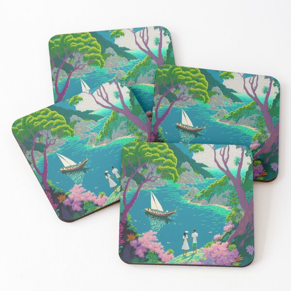 Item preview, Romantic Tropical Paradise Honeymoon with Married Couple in Love by Tranquil Sea  - Original Artwork designed and sold by CloudofKnowing.