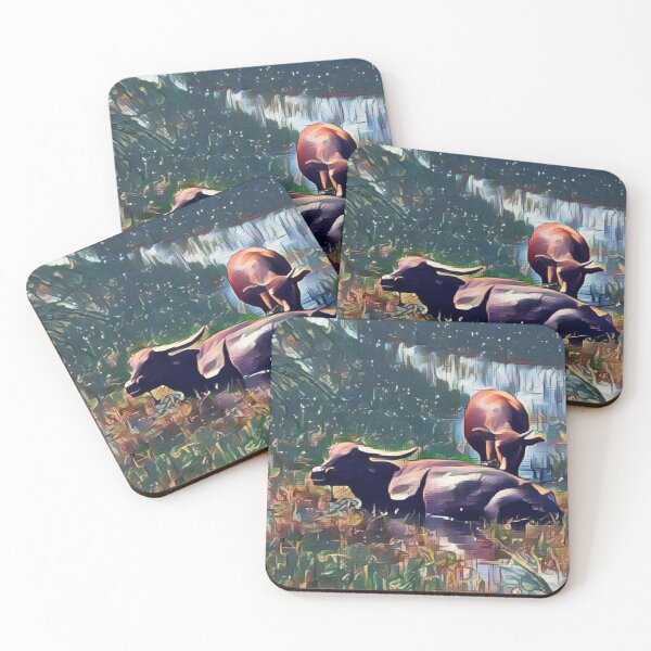 Item preview, A couple of cows enjoying a dip in the water designed and sold by FarmsteadAcers.