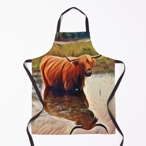 Item preview, Big Brown Highland Cattle in the water designed and sold by FarmsteadAcers.