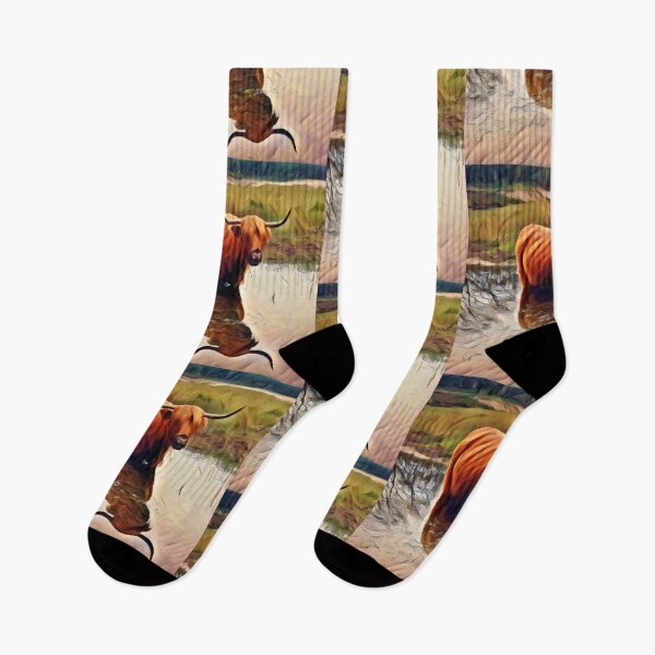 Item preview, Big Brown Highland Cattle in the water designed and sold by FarmsteadAcers.