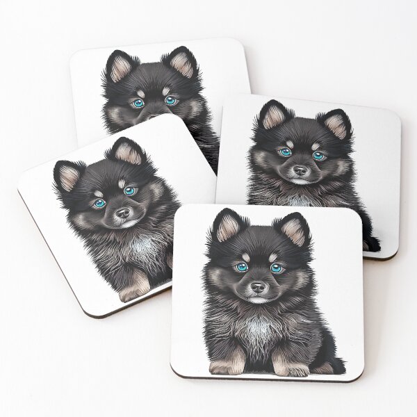 Item preview, Cute blue-eyed Pomsky/Mini Husky Puppy digital art drawing for printables designed and sold by BHC-P.