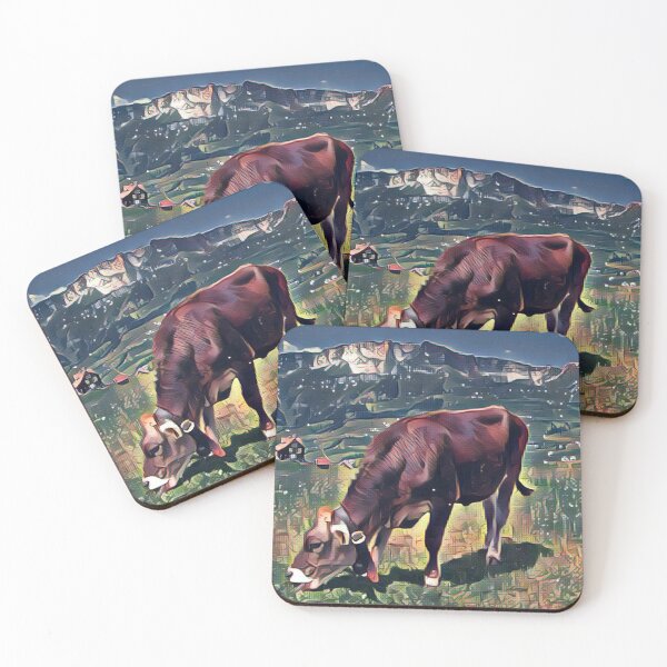 Item preview, Brown Cow grazing in the pasture at night designed and sold by FarmsteadAcers.