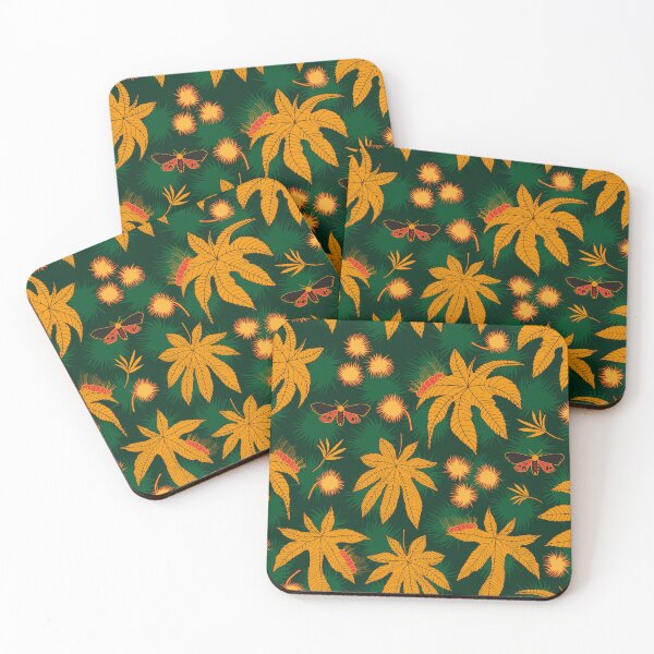 Item preview, ricinus and moths - green-orange designed and sold by kobyakov.
