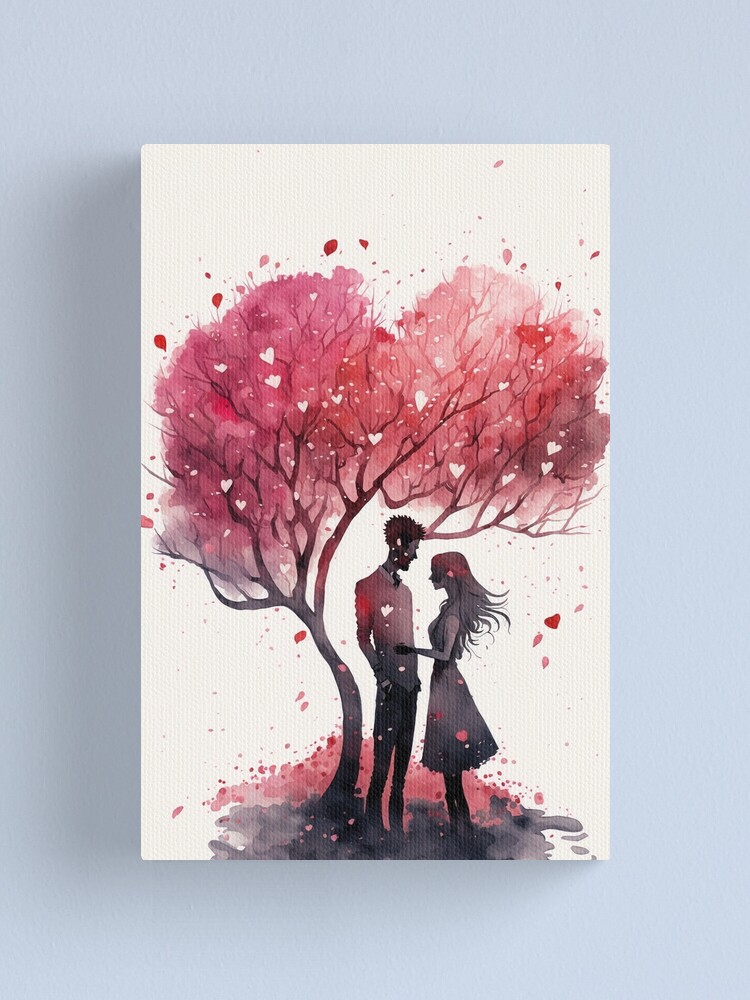 Valentine's Day Drawing Printed on Canvas