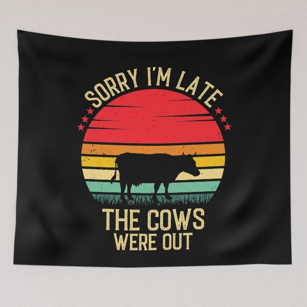 Item preview, Sorry I'm Late The Cows Were Out - Retro Vintage Funny Cow Lovers Gift designed and sold by Creative Angel.