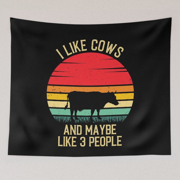 Item preview, I like Cows And Maybe Like 3 People - Retro Vintage Funny Cow Lovers Gift designed and sold by Creative Angel.