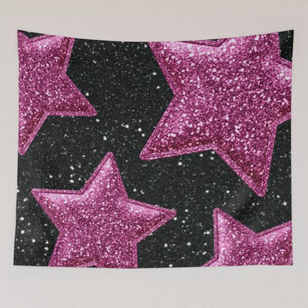 Item preview, Shiny black & pink stars designed and sold by nataliabrito.