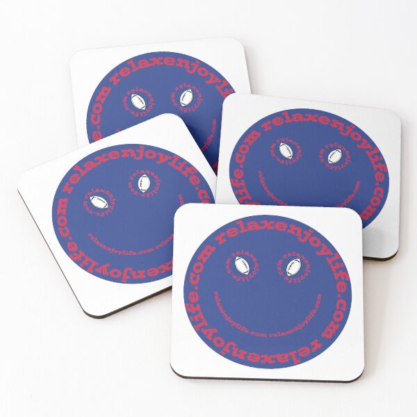 Item preview, RelaxEnjoyLife.com Smile Blue Face with Red Text White Football designed and sold by RelaxEnjoyLife.