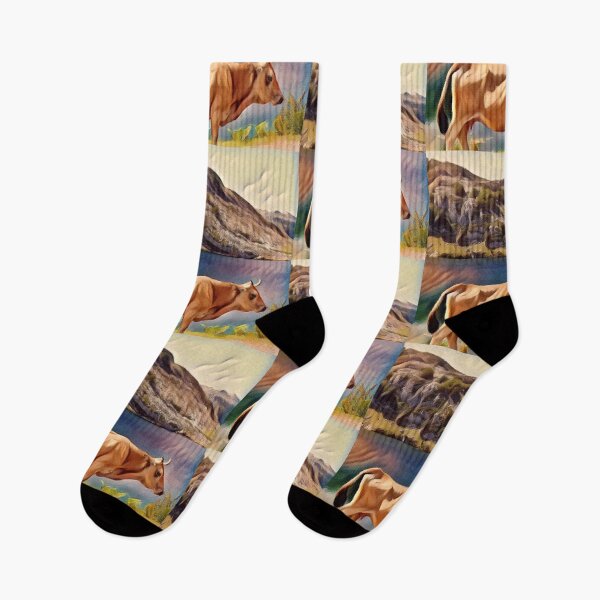 Item preview, Cattle hiking by the peaceful lake designed and sold by FarmsteadAcers.