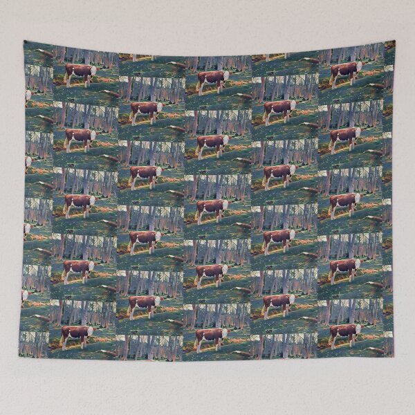 Item preview, Brown and white Farm cow looking at me designed and sold by FarmsteadAcers.