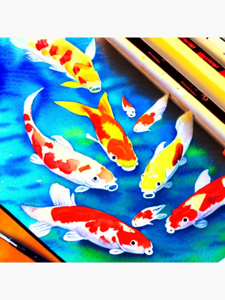 "Koi Fish in a Water Trough" Sticker for Sale by SquishStitches Redbubble