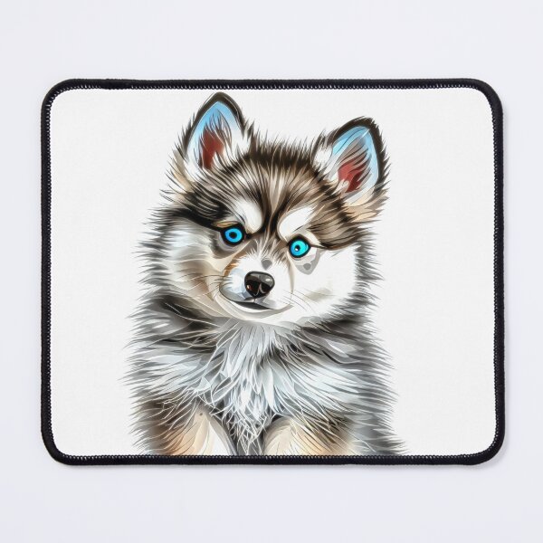 Item preview, Cute blue-eyed Pomsky/Mini Husky Puppy digital art drawing for printables designed and sold by BHC-P.
