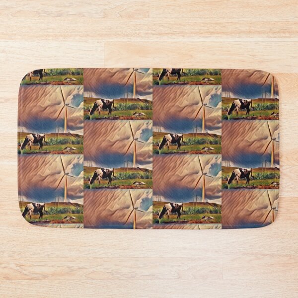 Item preview, Wind Farm with Cow in the foreground designed and sold by FarmsteadAcers.