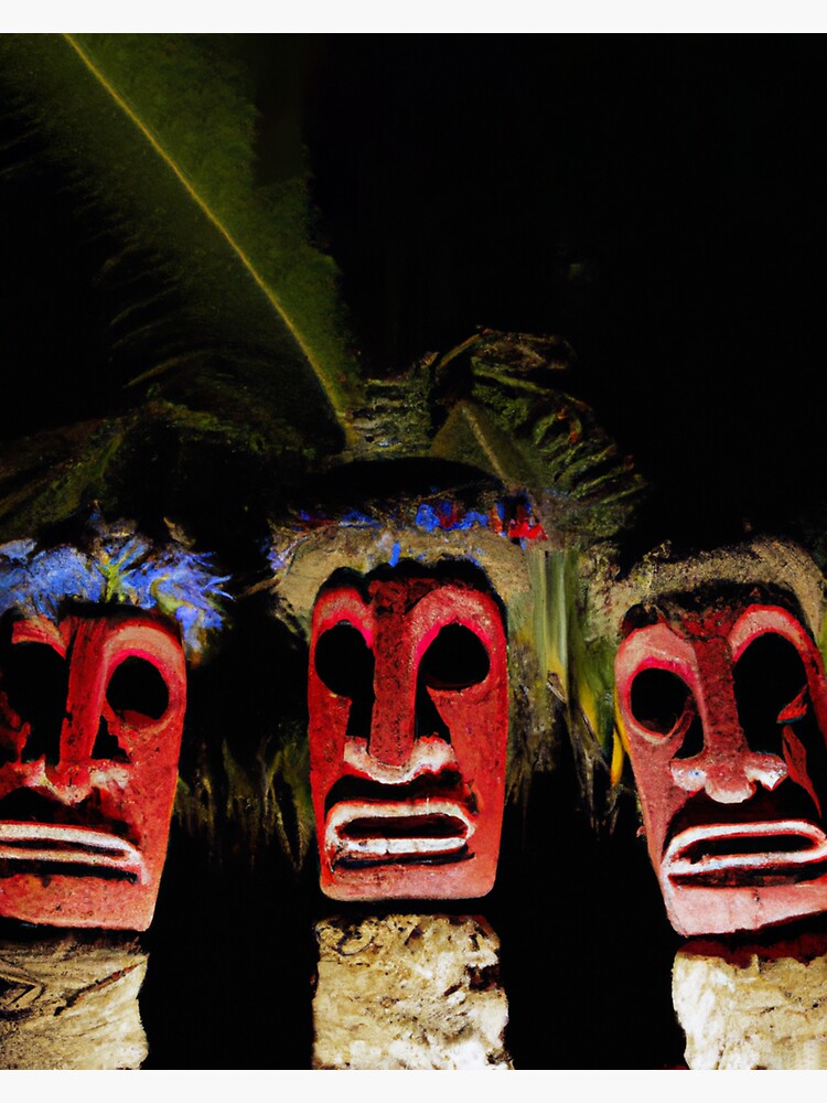 "Evil Tiki Heads" Sticker for Sale by molewart Redbubble