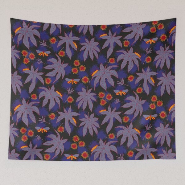Item preview, ricinus and moths - purple designed and sold by kobyakov.