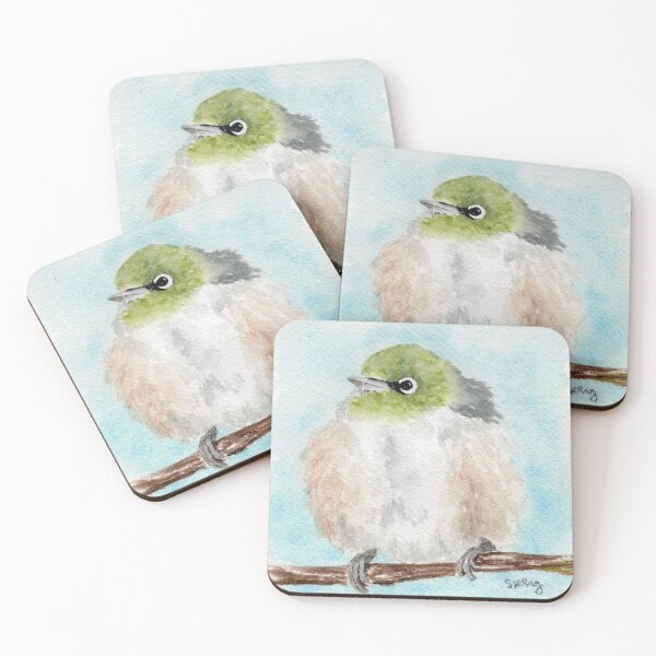Item preview, Small White and Green bird watercolor painting designed and sold by srsig designs.