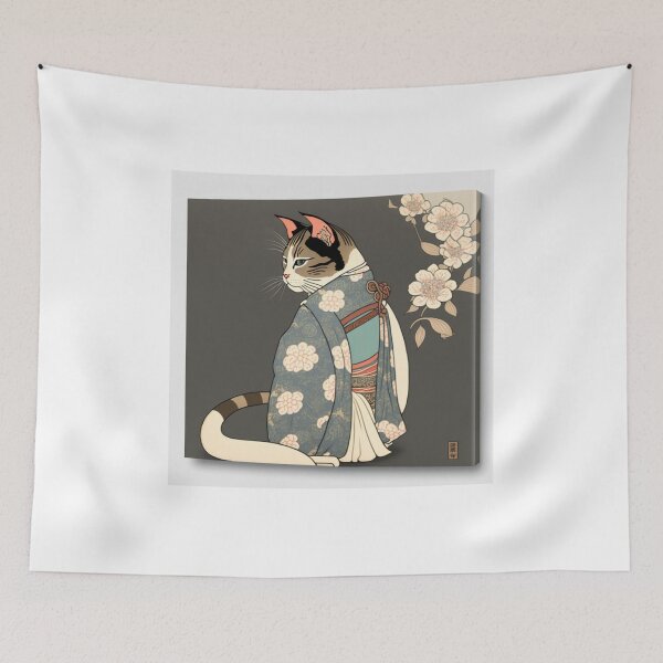 Item preview, Ukiyo-E kimono Japanese Cat In Kimono designed and sold by JCatDesign.