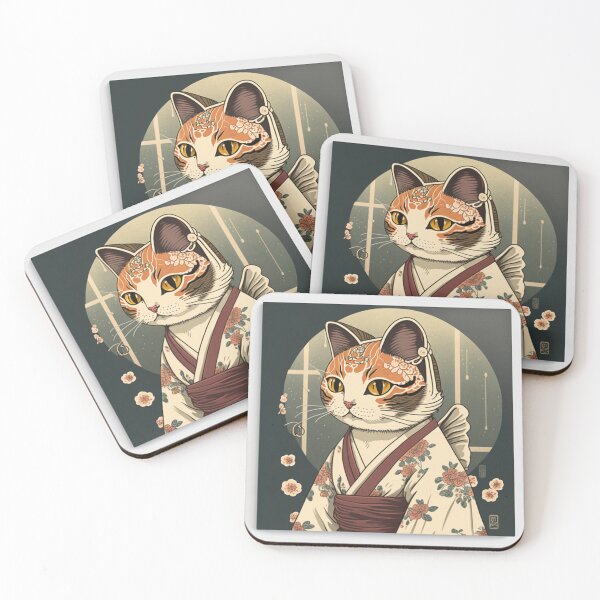 Item preview, Ukiyo-E kimono Japanese Cat In Kimono designed and sold by JCatDesign.