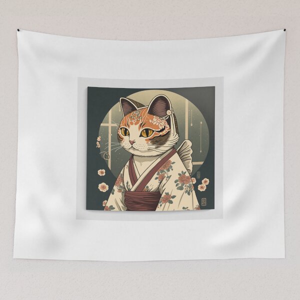 Item preview, Ukiyo-E kimono Japanese Cat In Kimono designed and sold by JCatDesign.