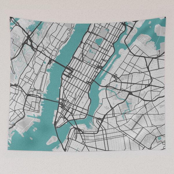 Item preview, New York City NY USA Map - Minimal Style w/ Roads designed and sold by wxnw-designs.