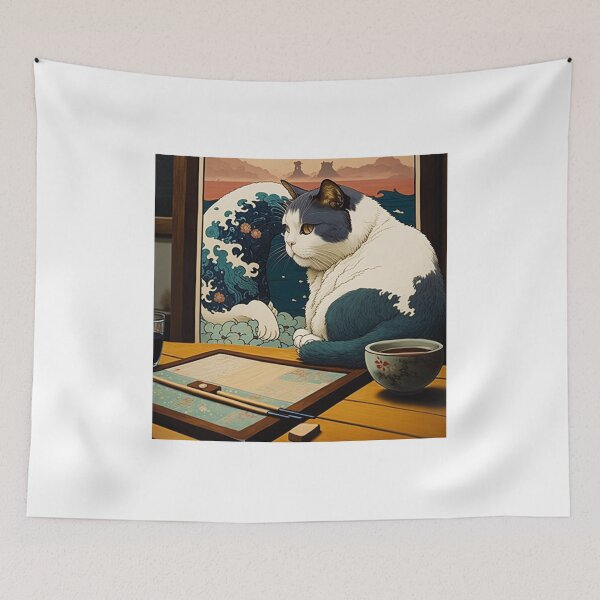Item preview, Ukiyo-E kimono Japanese Cat In Kimono designed and sold by JCatDesign.
